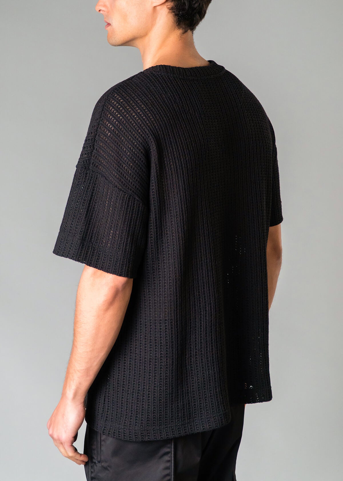 Black Open Weave Tee