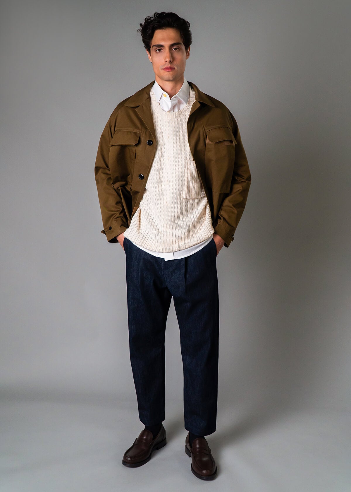 Cream Open Weave Tee