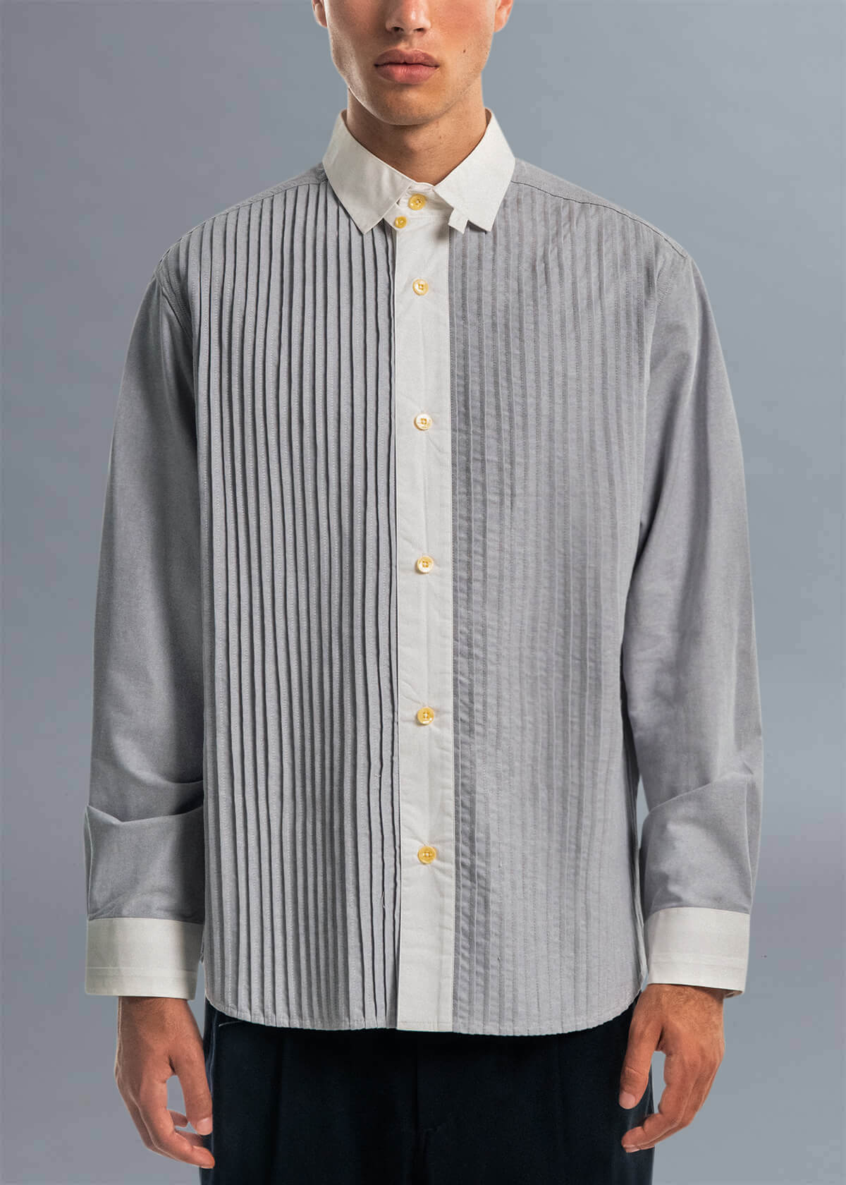 Ghost Mandarin Pin-Tuck