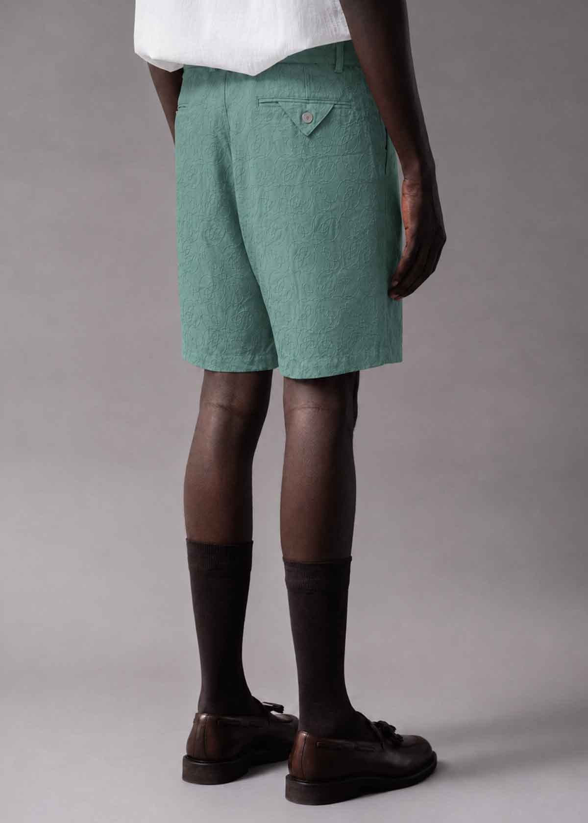 Embroidered Washed Jade Short