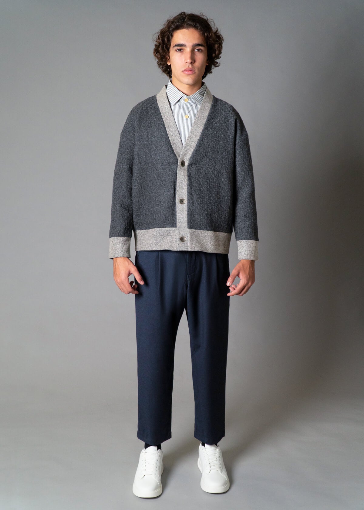 2-Tone Cardigan Charcoal