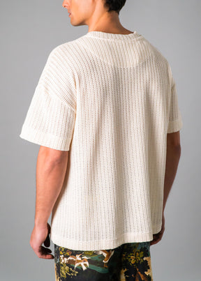 Cream Open Weave Tee