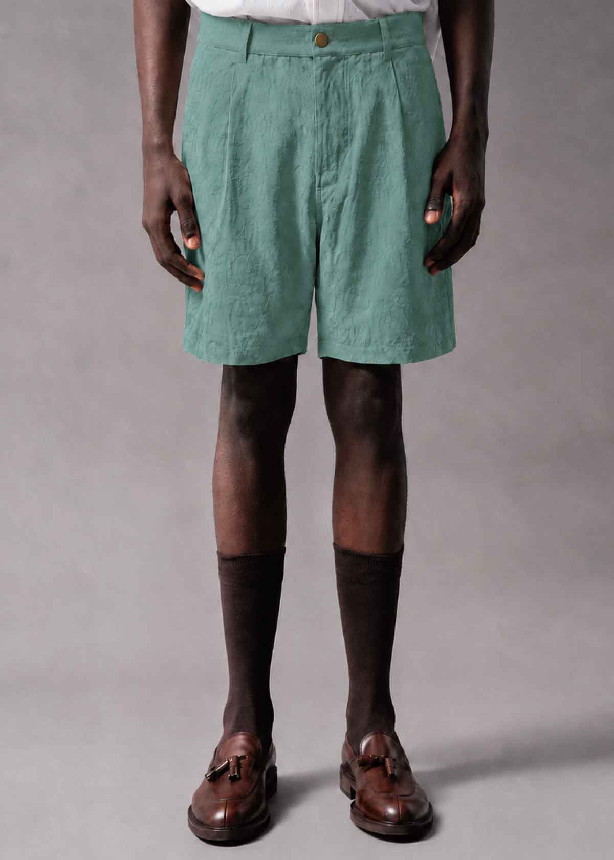 Embroidered Washed Jade Short