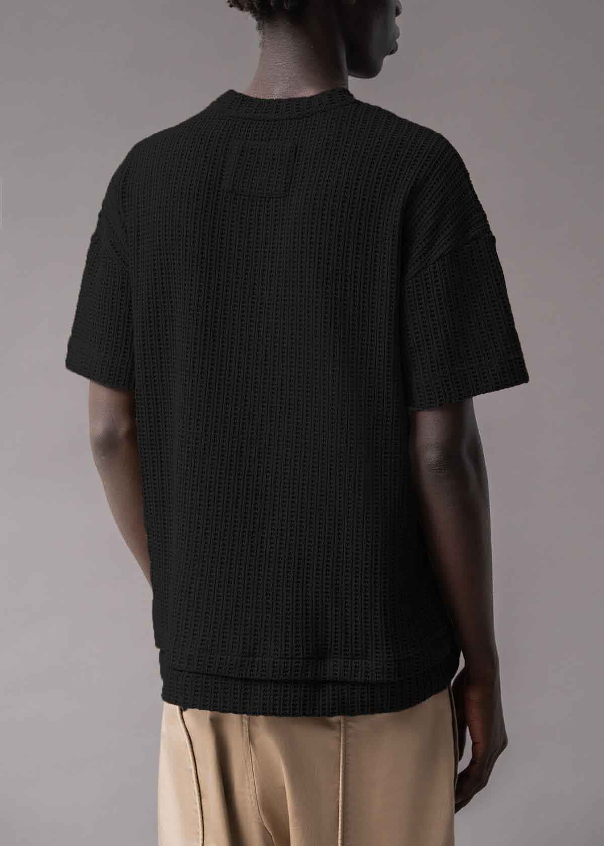 Black Open Weave Crew
