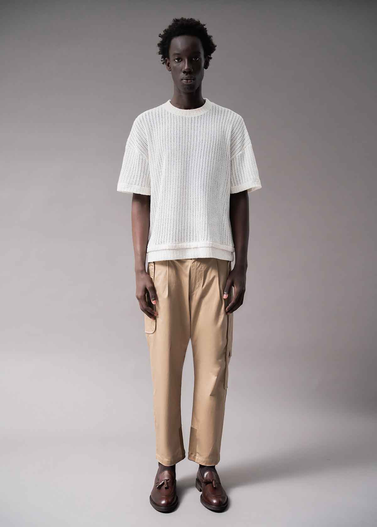 White Open Weave Crew