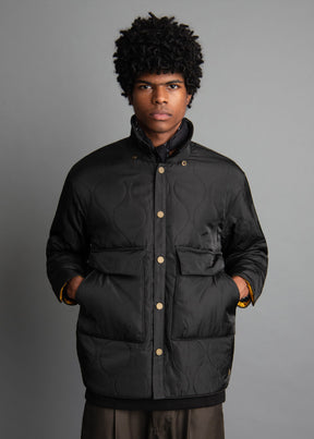 black mid-weight polyester jacket for men