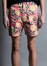 pink floral print men's hybrid swimwear